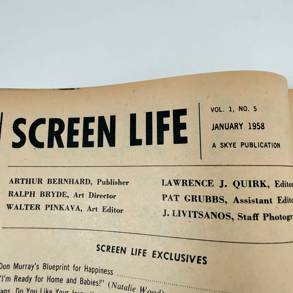 Screen Life Magazine January 1958 Natalie Wood Cover Hollywood Vintage